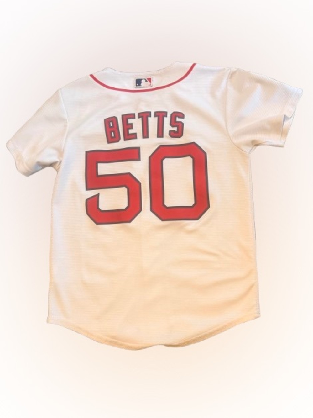 Nike RED SOX White & Red Youth Baseball Jersey - Betts 50